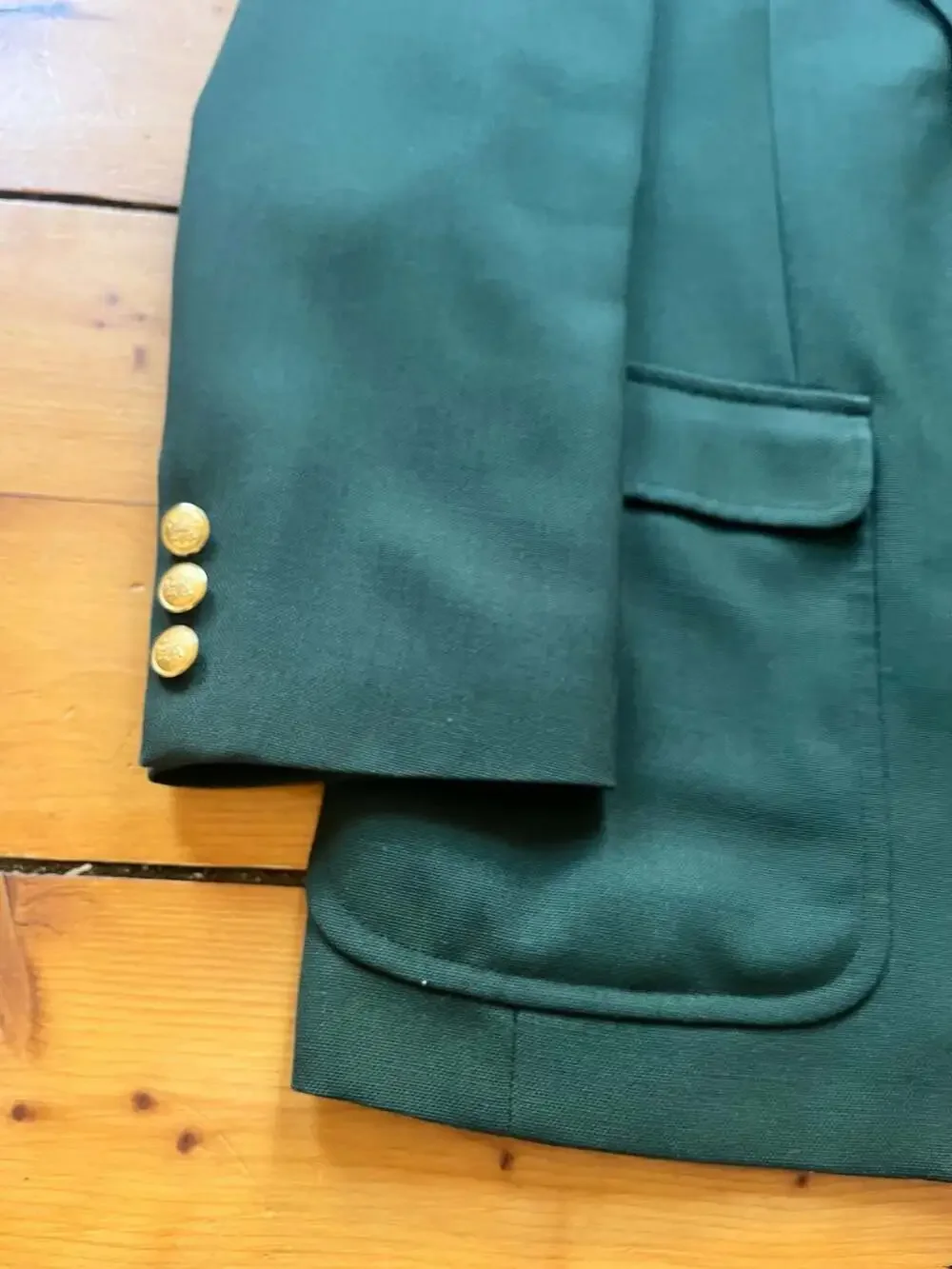 Kingsridge Miller Bros Forest Green Blazer Sport Coat Jacket Gold Buttons 40R